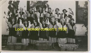 Lock 7 school girls as fisherwomen c 1932